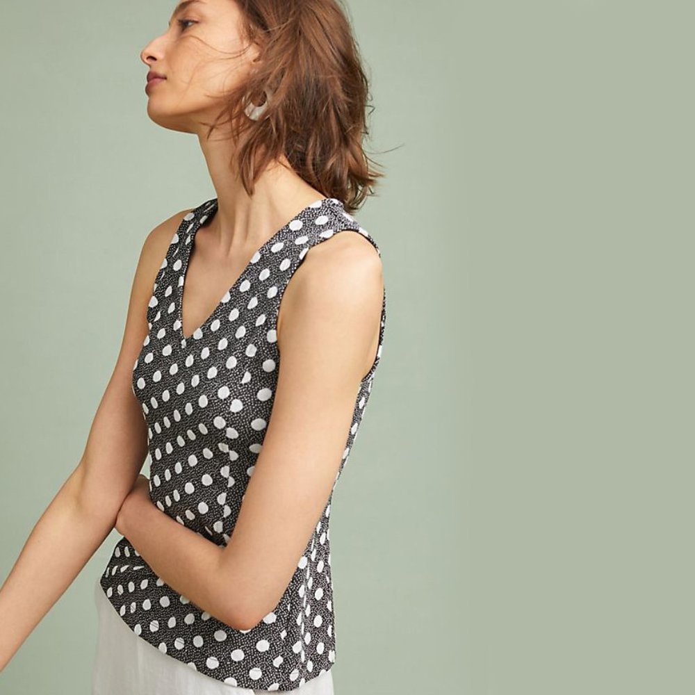 ANTHROPOLOGIE maeve Jacquard Polka Dot Top